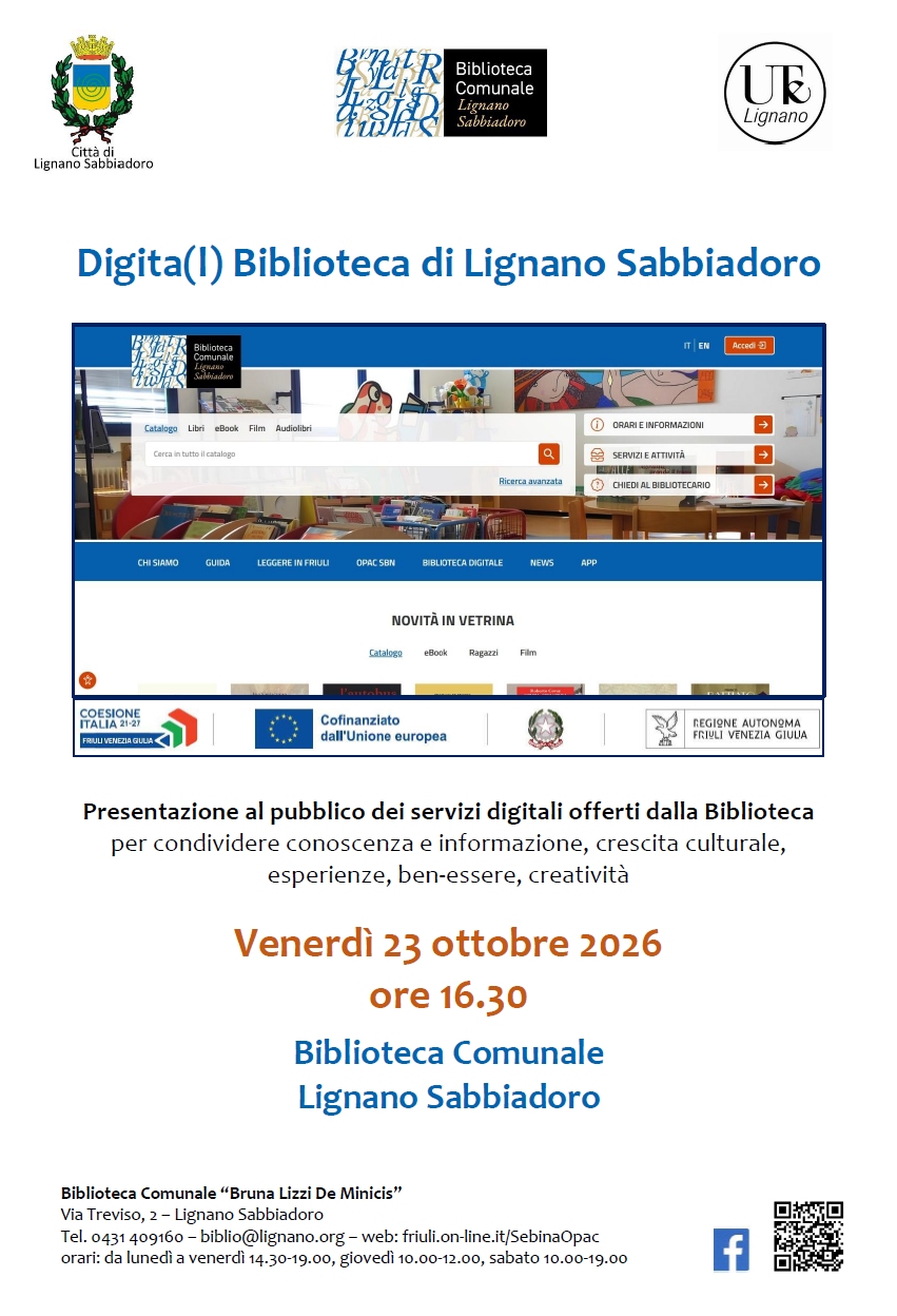 LIGNANO. La nuova Biblioteca digitale